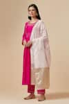 Buy_Anantaa By Roohi_Pink Silk Chanderi Floral Embroidered Dupatta _at_Aza_Fashions