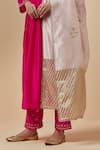 Anantaa By Roohi_Pink Silk Chanderi Floral Embroidered Dupatta _Online_at_Aza_Fashions