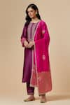 Buy_Anantaa By Roohi_Fuchsia Silk Chanderi Floral Embroidered Dupatta _at_Aza_Fashions