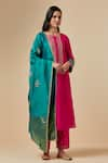 Shop_Anantaa by Roohi_Green Silk Chanderi Embroidered Floral Dupatta _at_Aza_Fashions