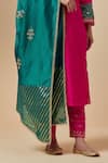 Anantaa by Roohi_Green Silk Chanderi Embroidered Floral Dupatta _Online_at_Aza_Fashions