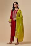 Buy_Anantaa By Roohi_Green Silk Chanderi Floral Embroidered Dupatta _at_Aza_Fashions