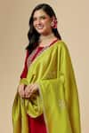 Anantaa By Roohi_Green Silk Chanderi Floral Embroidered Dupatta _Online_at_Aza_Fashions