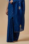 Anantaa by Roohi_Blue Cotton Embroidered Floral Polka Dot Saree_Online_at_Aza_Fashions