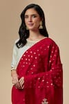 Buy_Anantaa by Roohi_Off White Silk Chanderi Embroidered Floral Round Blouse _Online_at_Aza_Fashions