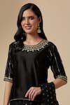 Buy_Anantaa by Roohi_Black Silk Chanderi Embroidered Floral Round Blouse_at_Aza_Fashions