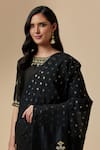 Buy_Anantaa by Roohi_Black Silk Chanderi Embroidered Floral Round Blouse_Online_at_Aza_Fashions