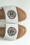 Shop_Soleart_White Embroidered Evil Eye Block Heels_Online_at_Aza_Fashions