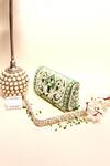 Kainiche By Mehak_White Paisley Embellished Clutch Bag _Online_at_Aza_Fashions