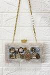 Buy_Kainiche By Mehak_White Pearl Embellished Rectangle Clutch_at_Aza_Fashions