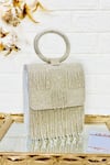 Buy_Kainiche By Mehak_Silver Sequin Embellished Square Bag _at_Aza_Fashions