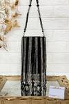 Buy_Kainiche By Mehak_Black Sequins, Fringe Embellished Potli With Strap _at_Aza_Fashions