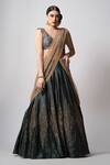 Buy_Joy Mitra_Grey Lehenga Raw Silk Embroidered Floral V Neck Set _at_Aza_Fashions