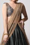 Buy_Joy Mitra_Grey Lehenga Raw Silk Embroidered Floral V Neck Set _Online_at_Aza_Fashions