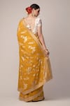 Shop_Joy Mitra_Yellow Saree Cotton Embroidered Floral Print With Blouse _at_Aza_Fashions