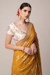 Buy_Joy Mitra_Yellow Saree Cotton Embroidered Floral Print With Blouse _Online_at_Aza_Fashions