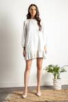 Buy_Doodlage_White Eva Upcycled Cotton Embroidered Dress_at_Aza_Fashions