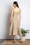 Shop_Doodlage_Beige Frida Upcycled Cotton Panelled Dress_at_Aza_Fashions