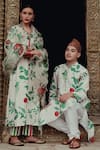 Label Earthen_Ivory Chanderi Silk Tropical Print Kurta Set_Online_at_Aza_Fashions