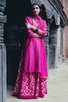 Buy_Label Earthen_Pink Chiffon, Silk, Georgette Foil Printing Rani Printed Kurta Sharara Set For Kids_at_Aza_Fashions