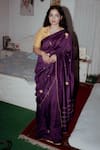 Buy_Label Earthen_Purple Brocade, Handwoven Organza Silk Jamuni Champa Kali Saree With Blouse _at_Aza_Fashions