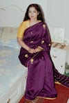 Label Earthen_Purple Brocade, Handwoven Organza Silk Jamuni Champa Kali Saree With Blouse _Online_at_Aza_Fashions