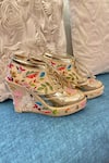 Tiesta_Gold Embroidered Sneaker Wedges _Online_at_Aza_Fashions