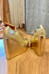 Shop_Tiesta_Gold Glitter Metallic Sneaker Wedges _at_Aza_Fashions