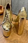 Buy_Tiesta_Gold Glitter Metallic Sneaker Wedges _Online_at_Aza_Fashions