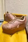 Shop_Tiesta_Gold Glitter Shimmer Sneaker Wedges _at_Aza_Fashions