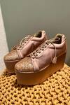 Tiesta_Gold Glitter Shimmer Sneaker Wedges _Online_at_Aza_Fashions