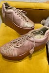 Buy_Tiesta_Gold Glitter Shimmer Sneaker Wedges _Online_at_Aza_Fashions