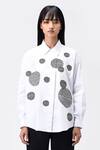 Genes Lecoanet Hemant_White Cotton Poplin Polka Dot Embroidered Shirt_Online_at_Aza_Fashions