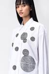 Shop_Genes Lecoanet Hemant_White Cotton Poplin Polka Dot Embroidered Shirt_Online_at_Aza_Fashions