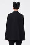 Genes Lecoanet Hemant_Black Poly Wool Lapel Collar Cape Style Jacket  _Online_at_Aza_Fashions