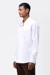 Buy_Genes Lecoanet Hemant_White Cotton Poplin Printed Polka Dot Asymmetric Placket Shirt  _Online_at_Aza_Fashions