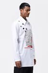 Genes Lecoanet Hemant_White Cotton Poplin Printed Typography Paris To Delhi Kurta  _Online_at_Aza_Fashions