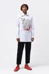 Buy_Genes Lecoanet Hemant_White Cotton Poplin Printed Typography Paris To Delhi Kurta  _Online_at_Aza_Fashions