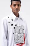 Shop_Genes Lecoanet Hemant_White Cotton Poplin Printed Typography Paris To Delhi Kurta  _Online_at_Aza_Fashions