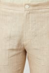 Lacquer Embassy_Beige Linen Plain Clover Trouser  _at_Aza_Fashions