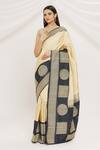 Buy_Resa by Ushnakmals_Ivory Katan Silk Woven Kadiyal Border Geometric Saree _Online_at_Aza_Fashions