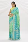 Buy_Resa by Ushnakmals_Blue Georgette Woven Bandhani And Floral Pattern Saree _Online_at_Aza_Fashions