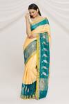 Buy_Resa by Ushnakmals_Orange Silk Woven Tanchoi And Bird Pattern Saree _Online_at_Aza_Fashions