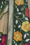 Shop_Resa by Ushnakmals_Beige Kora Silk Woven Checkered And Floral Saree _Online_at_Aza_Fashions