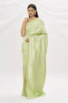 Buy_Resa by Ushnakmals_Green Katan Silk Woven Shikargah Pattern Saree _at_Aza_Fashions