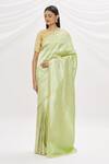 Buy_Resa by Ushnakmals_Green Katan Silk Woven Shikargah Pattern Saree _Online_at_Aza_Fashions