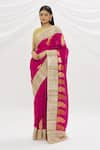 Buy_Resa by Ushnakmals_Magenta Tussar Silk Woven Paisley Pattern Saree _at_Aza_Fashions