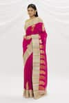 Resa by Ushnakmals_Magenta Tussar Silk Woven Paisley Pattern Saree _Online_at_Aza_Fashions