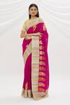 Buy_Resa by Ushnakmals_Magenta Tussar Silk Woven Paisley Pattern Saree _Online_at_Aza_Fashions