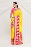 Buy_Resa by Ushnakmals_Yellow Katan Silk Woven Flora Pattern Saree _at_Aza_Fashions